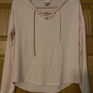 A New Day Pink Long Sleeve Lace Up Front Sweatshirt
